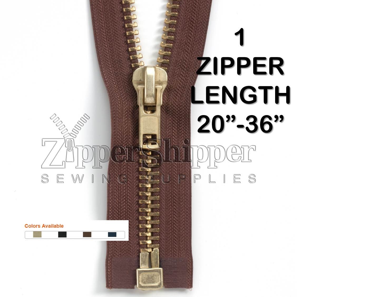 Brass Metal Zipper Heavy Duty 10 Separating For Leather