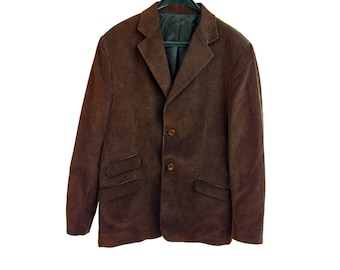 Vintage UC Uomo Collection S. R. L. brown men ticket blazer 100% cotton made in Italy