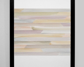 Art Print, Abstract Painting, Watercolor, Collage - Soft Tans, Greens, Grays, and Purples - "Mist" - modern art