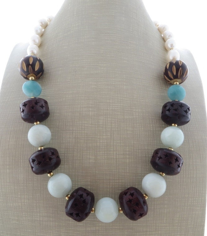 Amazonite necklace chunky necklace sky blue gemstone