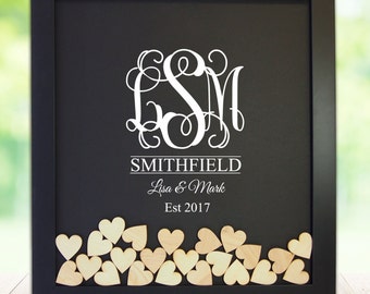 Wedding Guest Book Alternative, Guest book Drop Box, Custom Guest Book, Framed, Monogram