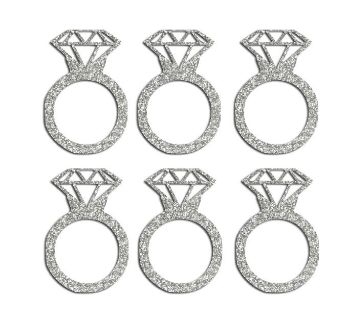 Diamond Ring Iron On Decals Set of 6 ANY COLOR A44