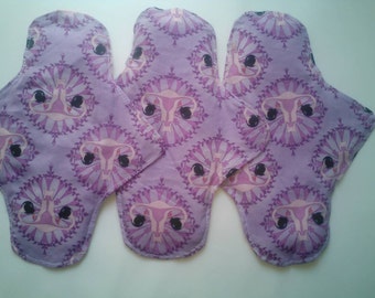 Organic Cotton/Hemp and/or Bamboo Cloth Reusable Menstrual Pad // Uterus Print