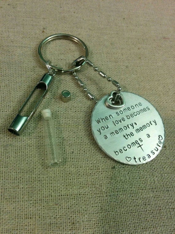 Keychain Memorial Time Capsule for ashes or lock of hair tube