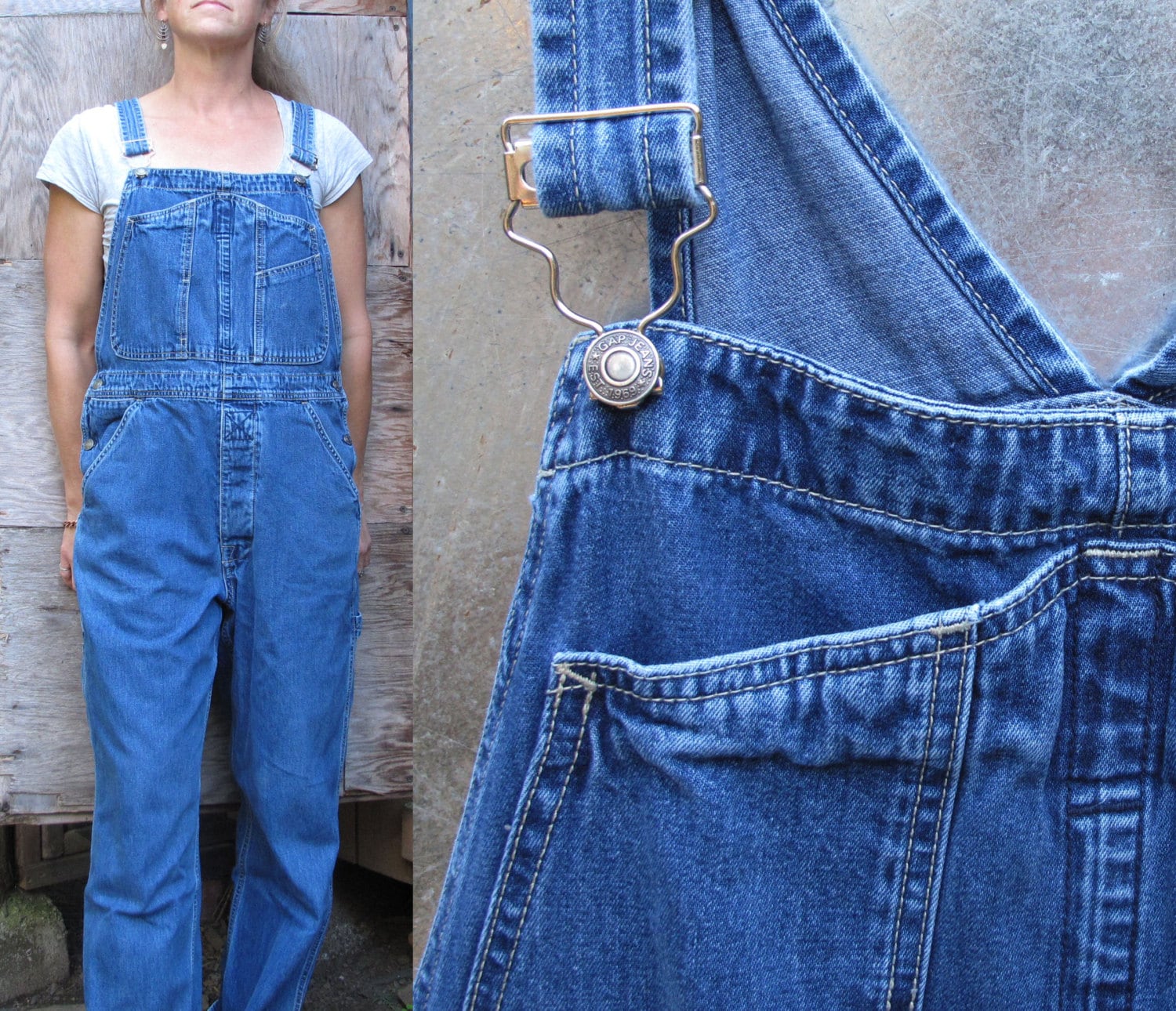 Womens vintage denim overalls