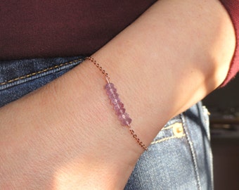 Rose gold amethyst bracelet, Amethyst bracelet, Rose gold bracelet, Purple stone bracelet, Bridesmaid gift, February birthstone bracelet