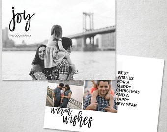 Modern Photo Christmas Card Template, Minimalist Christmas Card, Family Photo Card, Christmas Card, Photoshop Photo Card