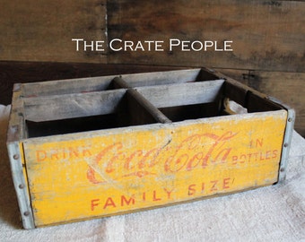 FREE SHIPPING -- Vintage Yellow Coca-Cola Soda Pop Crates -- Vintage Soda Crates -- Soda Pop Crates