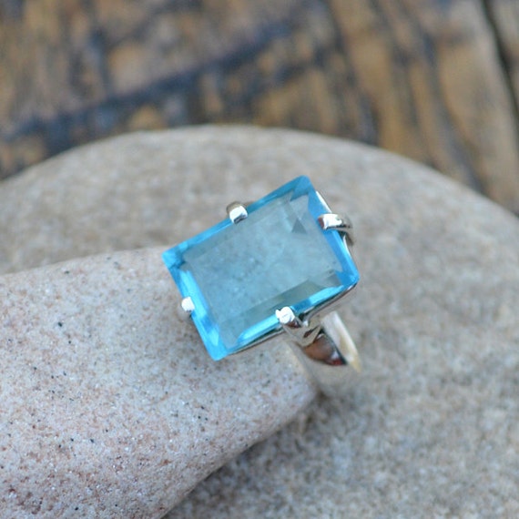 Blue Quartz Ring 925 Sterling Silver Ring Blue Gemstone Gift