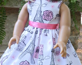 Doll Clothes American made Doll Dress to Fit 18" Girl Dolls - Paris Sparkle Eiffel Tower Ooh La La