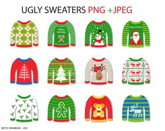 Ugly sweater cliparts PNG, christmas clipart, ugly sweater clip art - BR 450