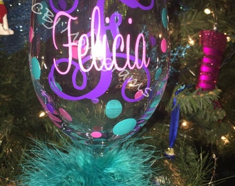 Wine Glasses-Personalized - Christmas wine glass - Christmas gift