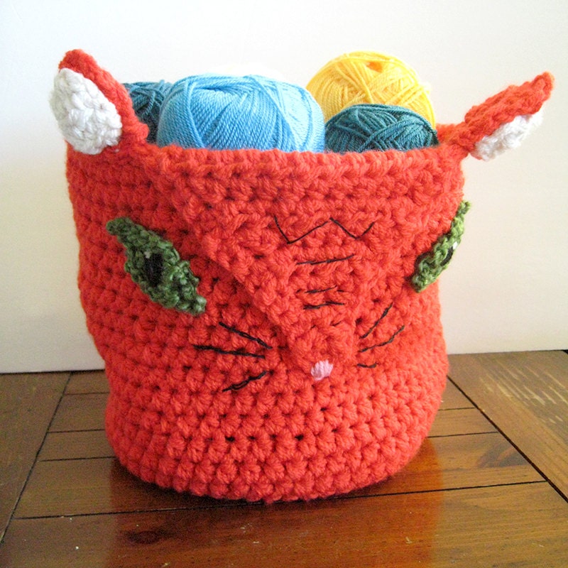 Crochet Cat Basket Pattern storage basket storage bin