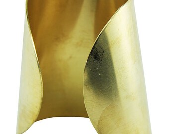 Tapered Flat Brass Cuff Bracelet 3" Wide (MSBR1017)