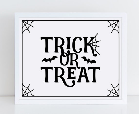 Items similar to Halloween Printable Art | Trick or Treat Sign | Trick ...