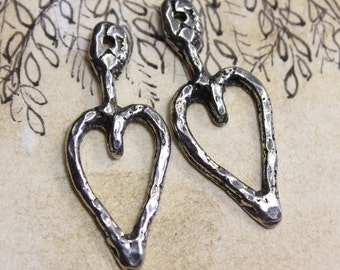 Heart Charms. Handcrafted Handmade Jewelry Making Supplies No. 243C