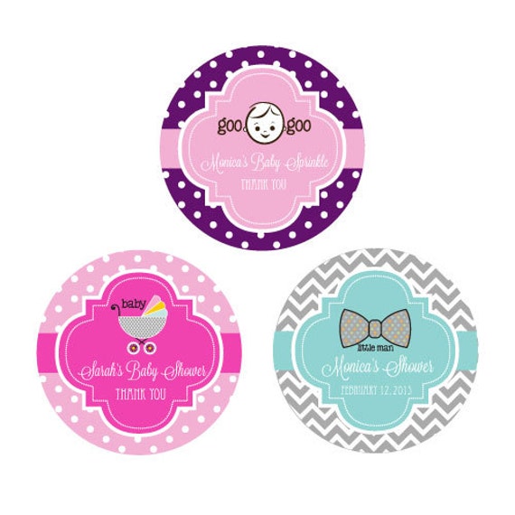 Baby Shower Round Labels 24ct Personalized Baby Shower