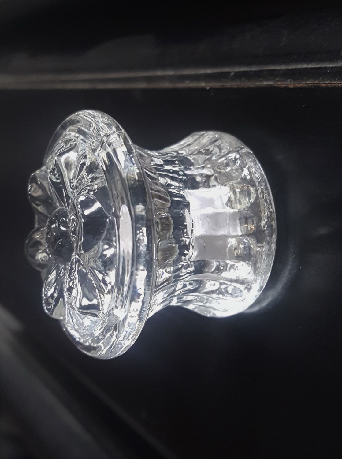 Clear Floral Sandwich Glass Knobs