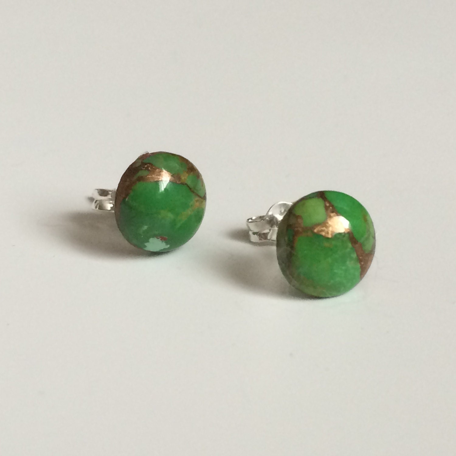 Green Copper Turquoise Studs Green Copper Turquoise Earrings