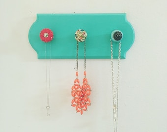 Jewelry holder, necklace holder, jewelry rack, jewelry organizer, wood plaque with knobs, jewelry display, coat rack, gift for her