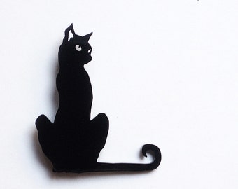 Evil black cat brooch angry sat cat jewelry for Halloween time