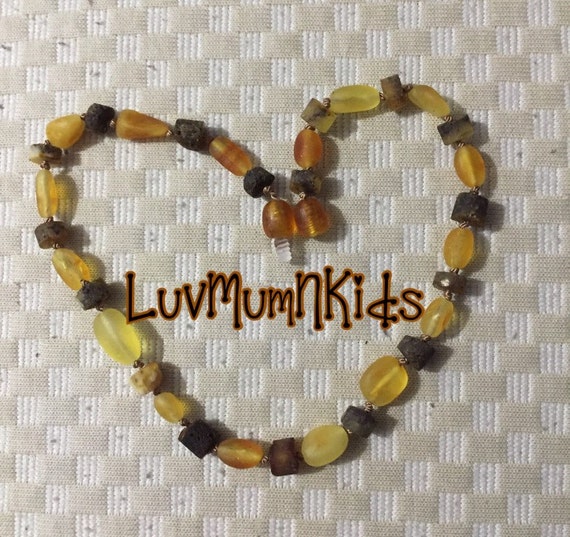 Certified Bean / Button RAW Baltic Amber teething necklace