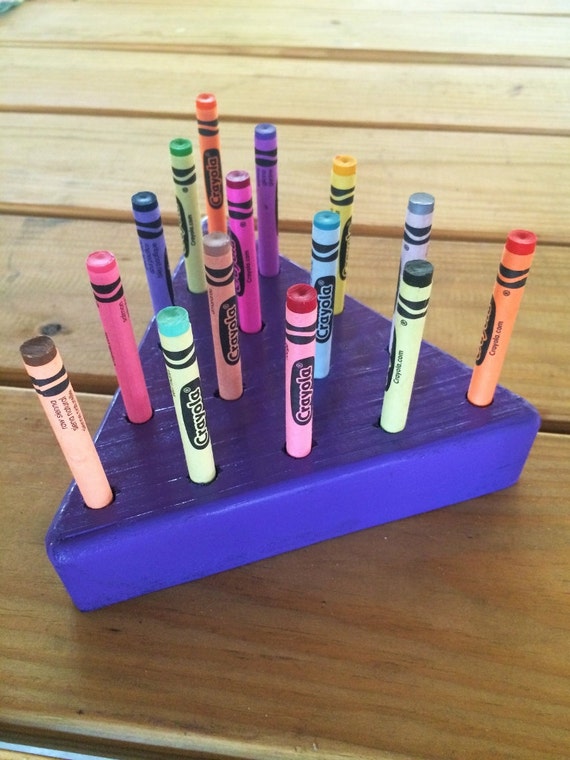 Wooden Crayon Holder/Triangle crayons included