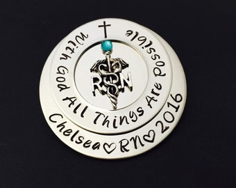 Personalized Pin for RN , LPN,bsn or Caduceus/Nurses / Nursing Student / Nursing Pinning Ceremony / RN pin / Lpn Pin / Nursing Graduate #88