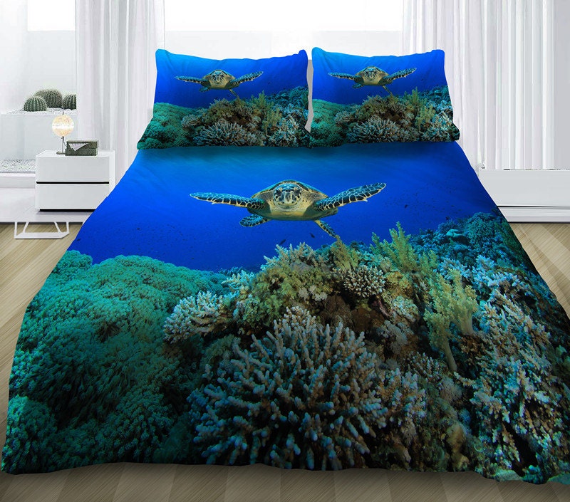 Sea turtle bedding set sea turtle print duvet cover by ...