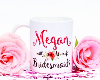 Will you be my Bridesmaid Mug | Bridesmaid Proposal Mug | Bridal Party Mugs | Monogrammed Bridal Gifts and Favors | Bridal Planning