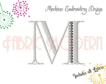 FANCY 2 color MONOGRAM Font Embroidery, small size, bx, monogram alphabet, 1.5 inches tall #770