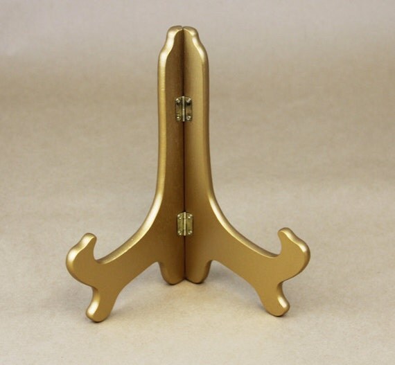 Gold wood 9 inch plate stand picture stand frame desktop
