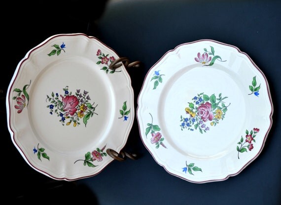 Pair of Vintage KG Luneville France Old Strasbourg Porcelain