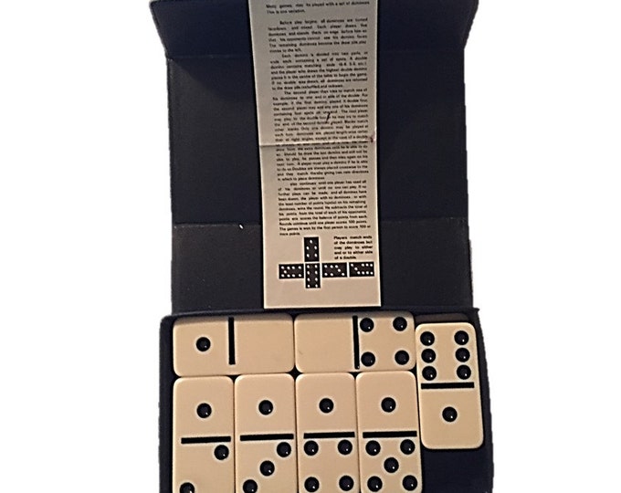 Vintage Dominoes Set - Double Six 28 Tiles from Pressman - Family Game Night - Shabby Chic Collectible Retro Look Fun Game