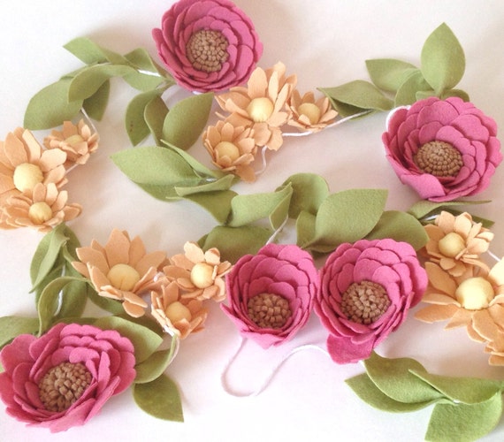 Floral Garland Felt Garland Flower Garland by thegreyrose