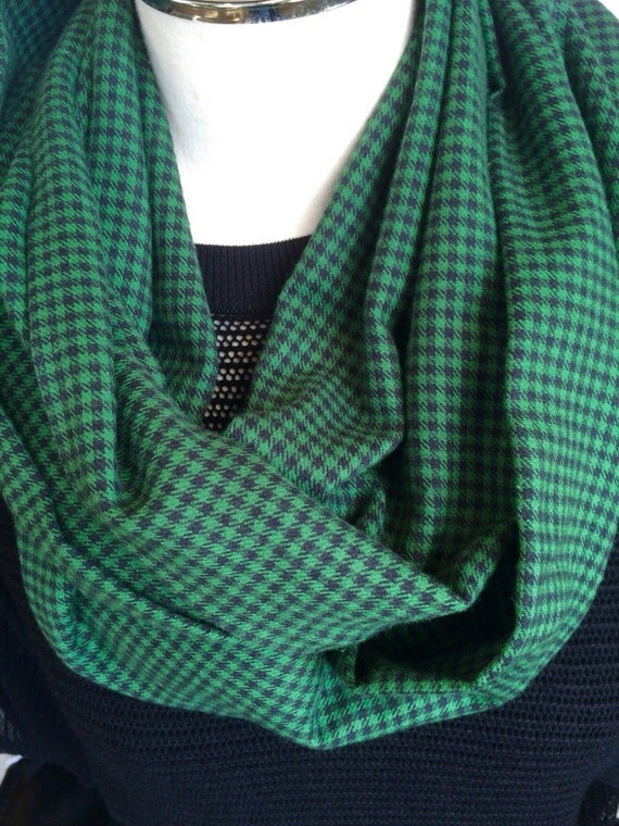 Green Infinity Scarf Houndstooth Scarf by SplendidFindings on Etsy