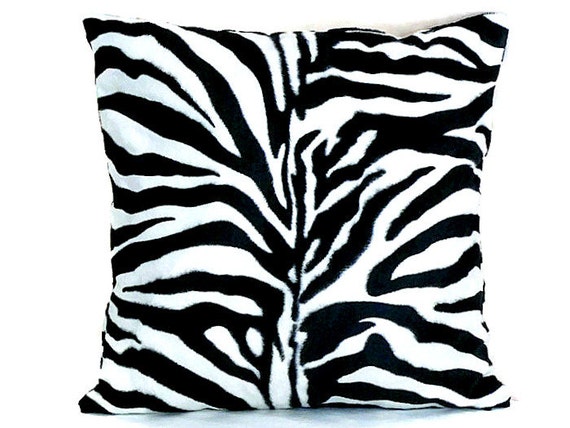 Zebra velvet throw pillow cover 18x18 16x16 White black luxe