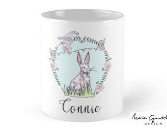 personalised mug, personalised gift, personalised gift for her, bunny, rabbit, hare, bunnies, rabbit lover gift, pet mum gift, mug