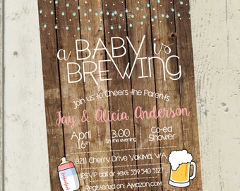 A Baby is Brewing Invitation, Beer Baby Shower Invitation, Beer Baby Shower, co ed baby shower invitation, co ed baby shower invite, beer