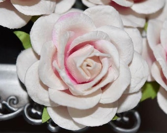 Handmade Paper/Parchment Roses - Ice Pink - 25 roses per bag-NEW STYLE