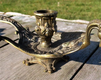 RESERVED SERAPHINE Vintage Brass Ornate Candle Holder Phoenix Griffin Dragon