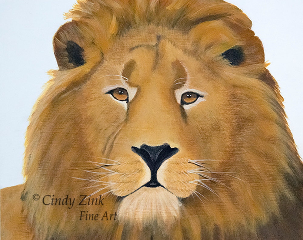 Lion Face Original Acrylic Painting 8x10 1/8 Thin