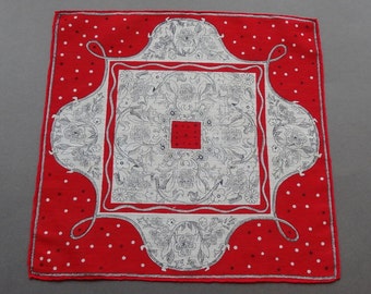 Renaissance Look - Vintage 1950s Cotton hankie Handkerchief