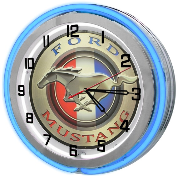 Ford Mustang Double Neon Clock by RedeyeLaserworks on Etsy