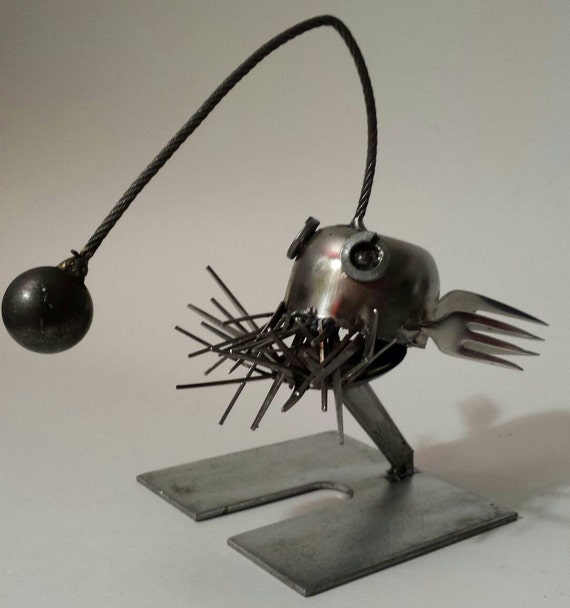 Angler fish metal silverware sculpture deep sea by BarbieTheWelder