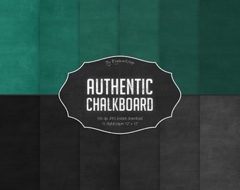 Chalkboard Digital Paper "Authentic Chalkboard" with green, black digital chalkboard backgrounds or chalkboard digital textures