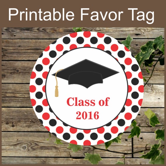 black and red graduation printable favor tags favor stickers