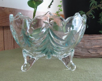 Mikasa Crystal Bowl Holiday Evergreen Emerald Christmas Tree Discontinued Tri Footed Candy Dish Christmas Decor Holiday Serving Ware