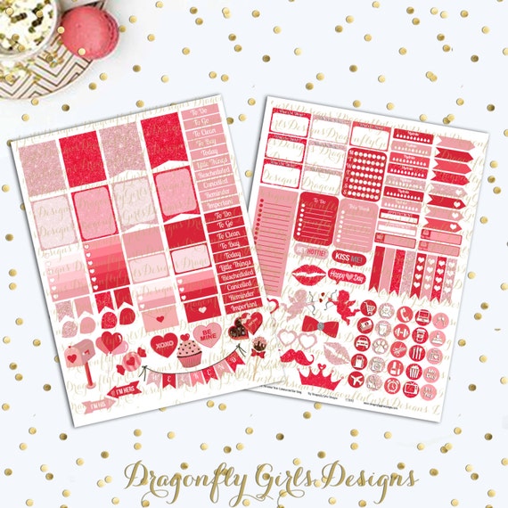 select box form_for Mini Printable Day Valentine's Stickers 125 50 OFF Kit Planner