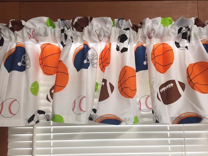 Sports Valance Basketball Football Baseball Soccer Boys